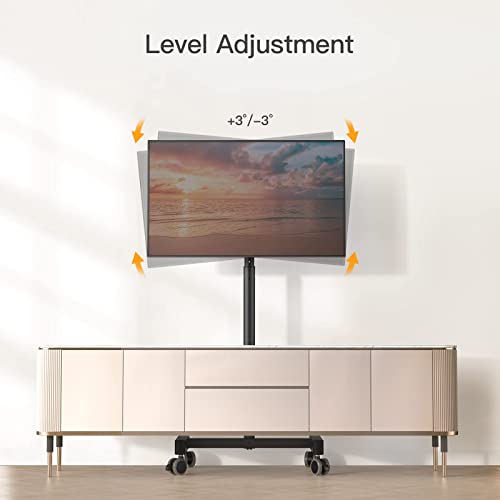 Perlegear Mobile TV Cart, Rolling TV Stand for 13-50 inch TVs with 30° Tilt Universal TV Cart for LED/LCD/OLED TV Height Adjustable Floor TV Stand Holds 44lbs Portable Monitor Stand Max VESA 200x200mm