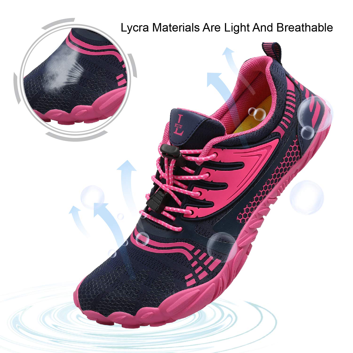 L-RUN Women's Water Shoes for Beach Pool Surf Dive Navy (Women 8.5, Men 7)=EU39