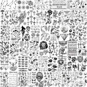 egmbgm 52 sheets tiny small temporary tattoos for kids boys girls, tribal animals butterfly anchor compass tattoo stickers for men women, 3d cute flower fake face tatoo kits sets for neck arm hands