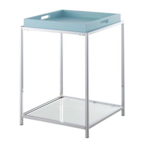 convenience concepts palm beach end table with removable trays and shelf, sea foam