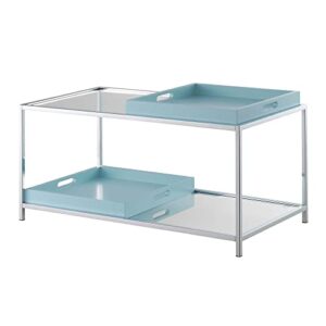 Convenience Concepts Palm Beach Coffee Table with Removable Trays and Shelf, Sea Foam