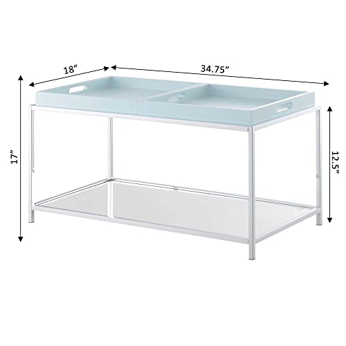 Convenience Concepts Palm Beach Coffee Table with Removable Trays and Shelf, Sea Foam