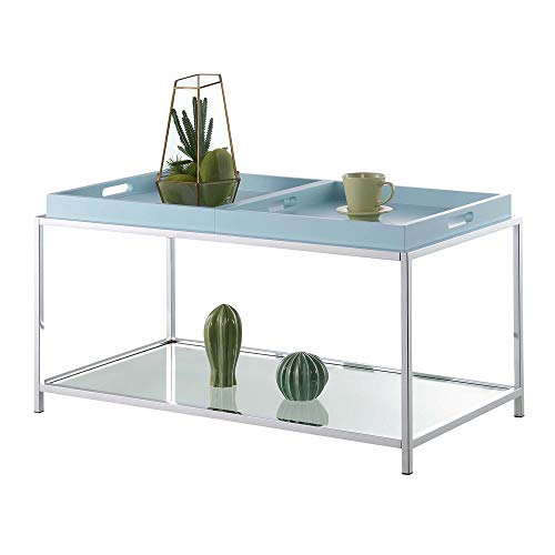 Convenience Concepts Palm Beach Coffee Table with Removable Trays and Shelf, Sea Foam