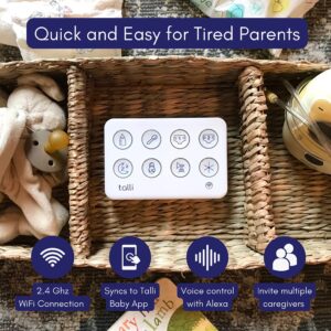 Talli Daily Baby Monitor - Log Feedings, Diapers, Sleep & More with 1-Touch, Device Links to The Talli App for Real-Time Monitoring & Sharing Data with Family, Caregivers & Doctors, Alexa Compatible