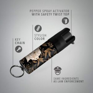 Guard Dog Security Pepper Spray, Keychain with Safety Twist Top, Mini and Easy Carry, Lightweight and Fashionable, Maximum Police Strength OC Spray, 16 Feet Range (Floral)