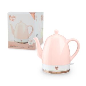 pinky up noelle 1.5 l ceramic gooseneck spout electric tea kettle with temperature control - cordless design for boiling water pot, pink, rose gold