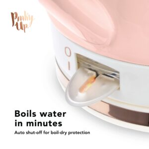Pinky Up Noelle 1.5 L Ceramic Gooseneck Spout Electric Tea Kettle with Temperature Control - Cordless Design for Boiling Water Pot, Pink, Rose Gold