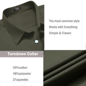 COOFANDY Men's Muscle Fit Dress Shirts Wrinkle-Free Long Sleeve Casual Button Down Shirt Olive Green