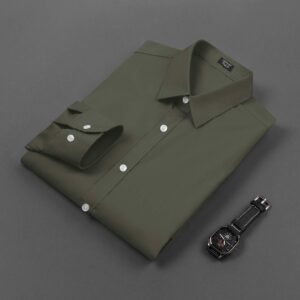 COOFANDY Men's Muscle Fit Dress Shirts Wrinkle-Free Long Sleeve Casual Button Down Shirt Olive Green