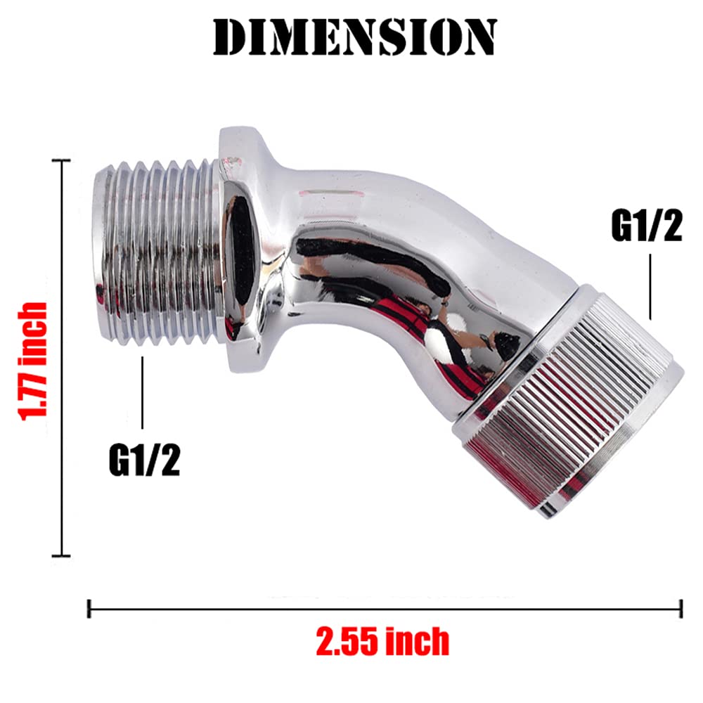 Urtop 45 Degree Elbow Adapter for Shower Head 45°Angle Male to Female Shower Head Extender Connector Coupler