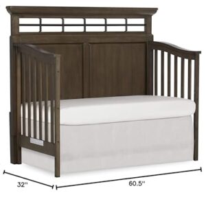 Evolur Empire 5-in 1 Convertible Crib with Metal Elements in Distressed Timber, Free Mattress