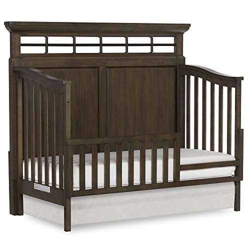 Evolur Empire 5-in 1 Convertible Crib with Metal Elements in Distressed Timber, Free Mattress