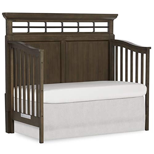 Evolur Empire 5-in 1 Convertible Crib with Metal Elements in Distressed Timber, Free Mattress