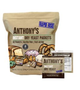 anthony's instant dry yeast packets, contains 42 individual packets, gluten free