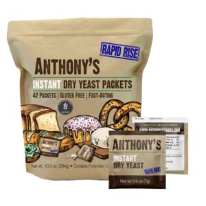 Anthony's Instant Dry Yeast Packets, Contains 42 Individual Packets, Gluten Free