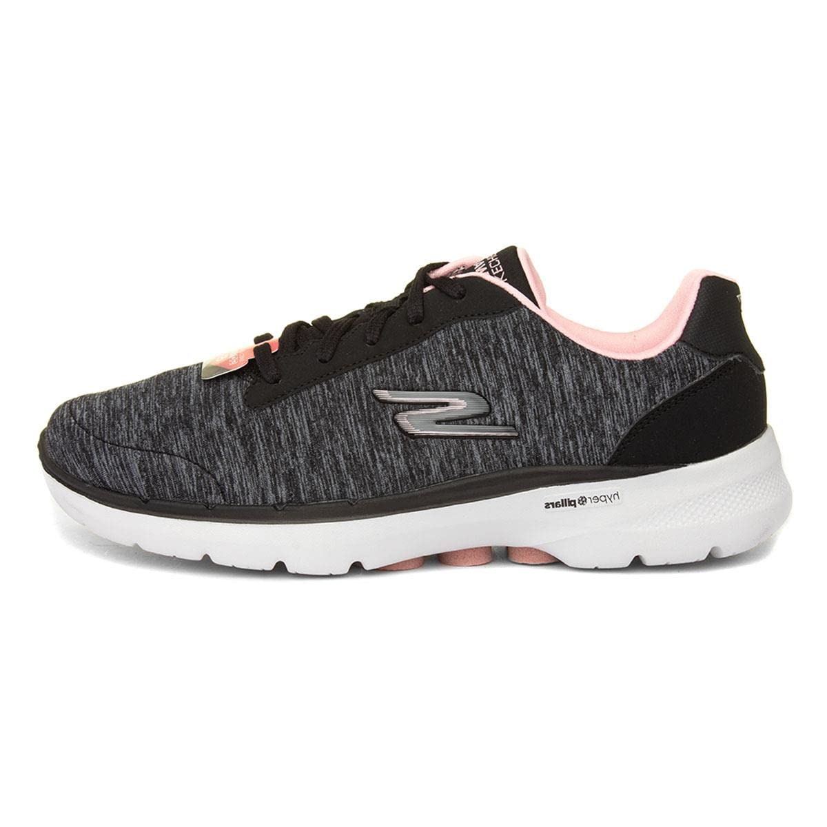 Skechers Women's GO Walk 6-Magic Melody Sneaker, Black/Pink, 8.5