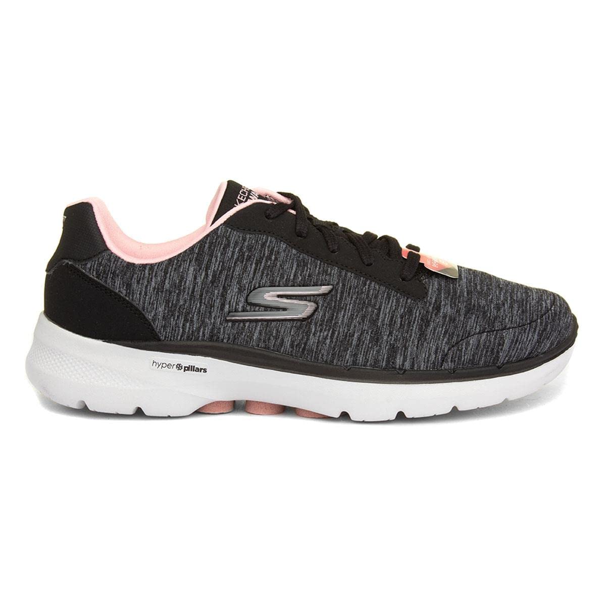 Skechers Women's GO Walk 6-Magic Melody Sneaker, Black/Pink, 8.5