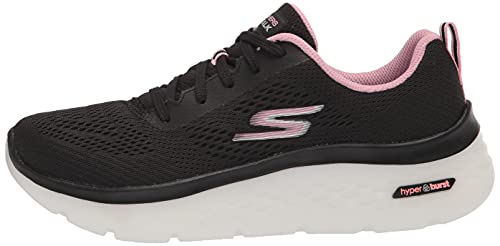 Skechers Women's GO Walk Hyper Burst-Space Insight Sneaker, Black/Pink, 7.5