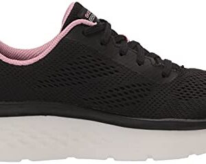 Skechers Women's GO Walk Hyper Burst-Space Insight Sneaker, Black/Pink, 7.5