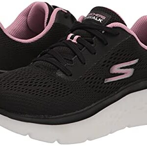 Skechers Women's GO Walk Hyper Burst-Space Insight Sneaker, Black/Pink, 7.5