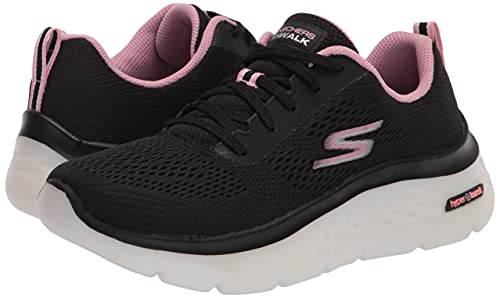 Skechers Women's GO Walk Hyper Burst-Space Insight Sneaker, Black/Pink, 7.5