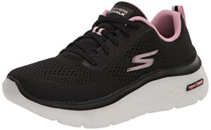 skechers women's go walk hyper burst-space insight sneaker, black/pink, 7.5