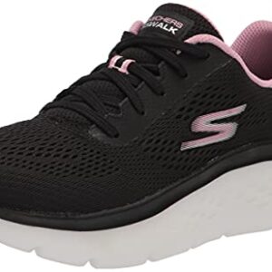 Skechers Women's GO Walk Hyper Burst-Space Insight Sneaker, Black/Pink, 7.5