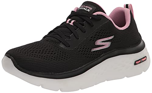 Skechers Women's GO Walk Hyper Burst-Space Insight Sneaker, Black/Pink, 7.5