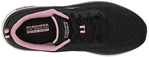 Skechers Women's GO Walk Hyper Burst-Space Insight Sneaker, Black/Pink, 7.5