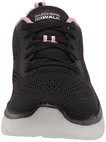 Skechers Women's GO Walk Hyper Burst-Space Insight Sneaker, Black/Pink, 7.5