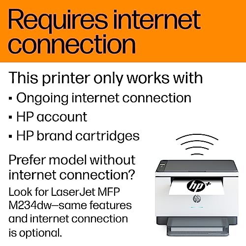 HP LaserJet MFP M234dwe All-in-One Wireless Black & White Printer with HP+ and 6 Months Free-cartridges (6GW99E),Gray