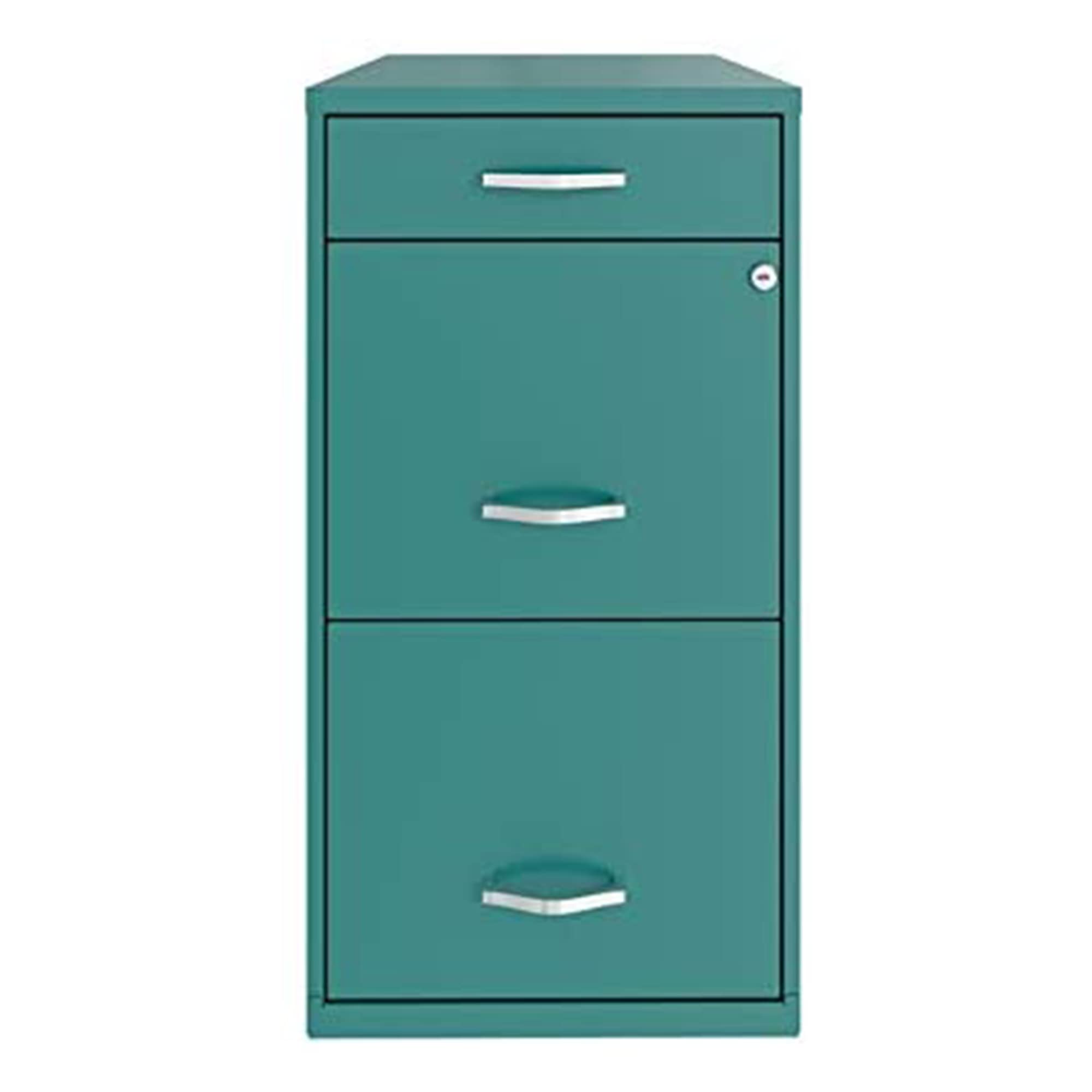 Hirsh Industries Space Solutions 18in Deep 3 Drawer Metal Organizer File Cabinet Teal, Letter Size, Fully Assembled