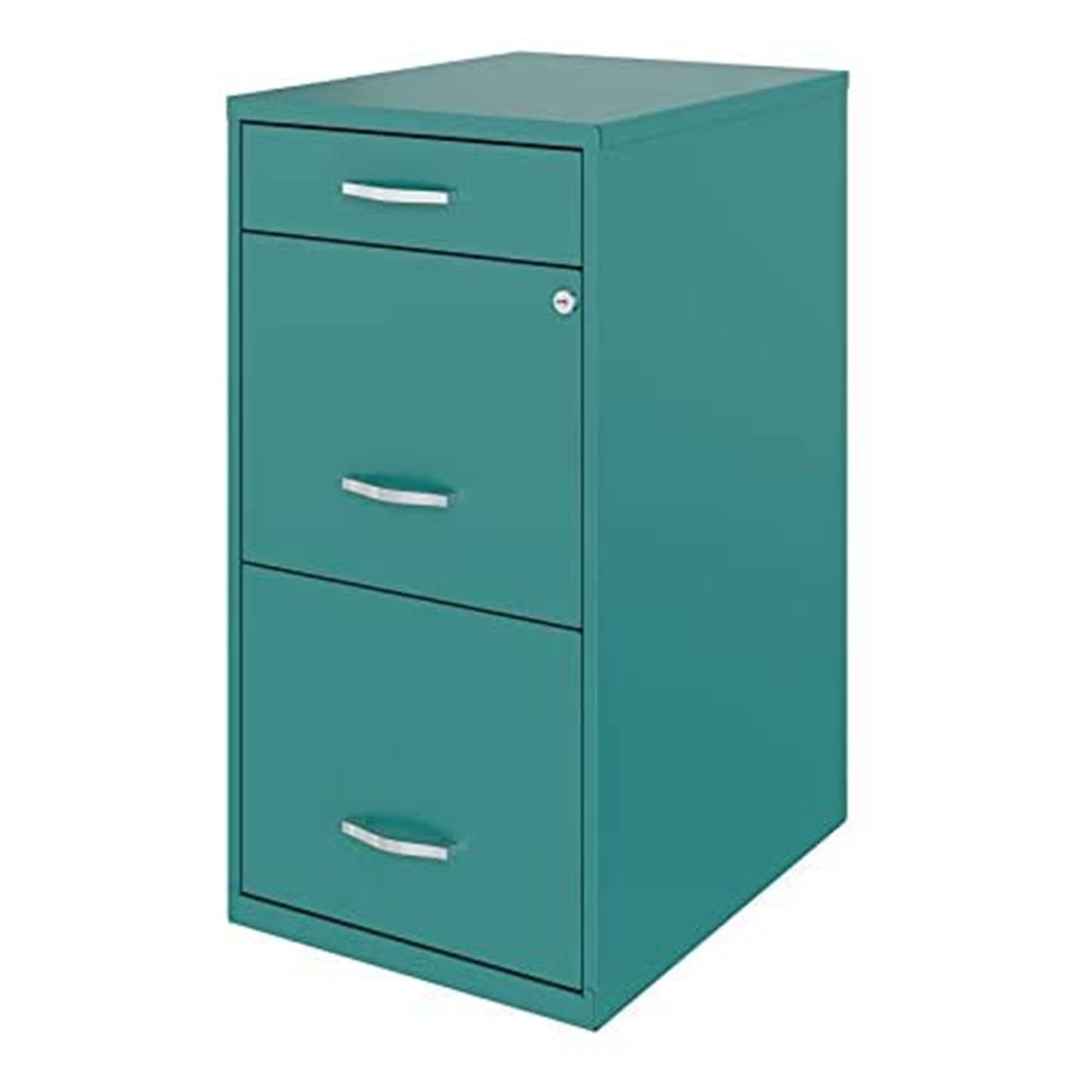 Hirsh Industries Space Solutions 18in Deep 3 Drawer Metal Organizer File Cabinet Teal, Letter Size, Fully Assembled