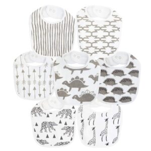Waterproof Terry cloth Baby bibs with Snaps for newborn girl boy, drool and teething for baby (Multi2 for 7 Pack)