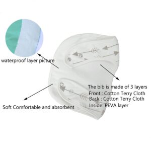 Waterproof Terry cloth Baby bibs with Snaps for newborn girl boy, drool and teething for baby (Multi2 for 7 Pack)