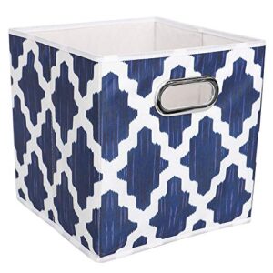 Home Basics SB51406 Collapsible Storage Bin, 10.5'' x 10.5'' x 10.5'' (26.7 x 26.7 x 26.7 cm), Ornate Lattice Weave (Navy Blue)