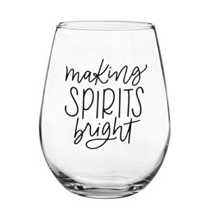 creative brands christmas wine glasses stemless wine glass by faithworks, 20-ounce, spirits bright