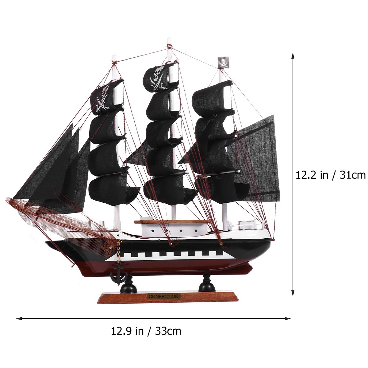 IMIKEYA 1Pc Wooden Pirate Ship Model Sailboat Vessel Model Sailing Ship Boat Home Decor