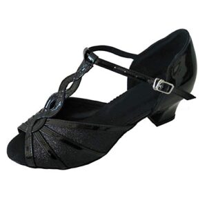 womens latin salsa dance shoes open toe ballroom party soft sole professional indoor socials dancing sandals (black 5cm thick heel, numeric_11)