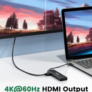 USB C Hub HDMI PD Adapter for MacBook Air/Pro, Surface Pro 7/8, XPS and More, Dockteck 6-in-1 Type C Hub with 4K 60Hz, 100W PD, SD & microSD Card Reader, 2 USB 3.0 Data 5Gbps