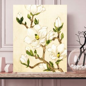 wall farm art spring magnolia flowers in vase still life traditional fashion art watercolor paint glam poster print from artist
