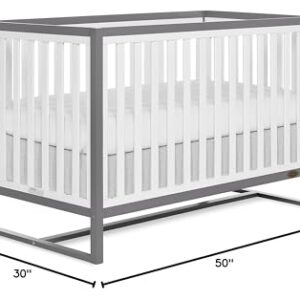 Dream On Me Arlo 5-in-1 Convertible Crib in Steel Grey and White, JPMA Certified, 3 Mattress Height Settings, Non-Toxic Finish, Made of Sustainable and Sturdy Pinewood