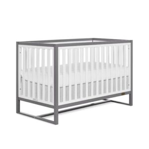 dream on me arlo 5-in-1 convertible crib in steel grey and white, jpma certified, 3 mattress height settings, non-toxic finish, made of sustainable and sturdy pinewood
