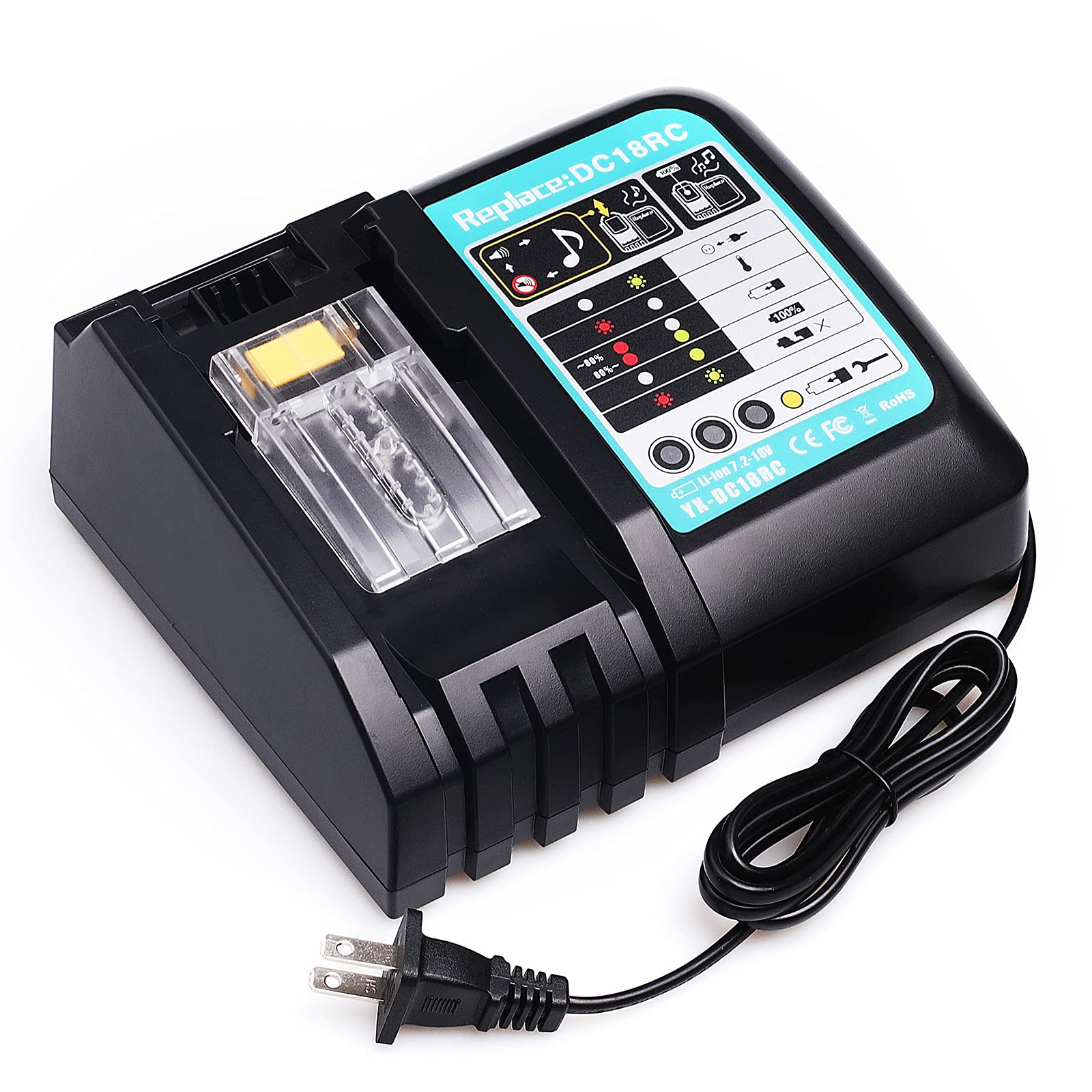 Lilocaja DC18RC 18V 3.0A Rapid Battery Charger for All Makita 14.4V-18V LXT Lithium-Ion Battery BL1860 BL1850 BL1840 BL1830 BL1450 BL1440 BL1430, Replaces for Makita Charger DC18RD DC18RA DC18SF