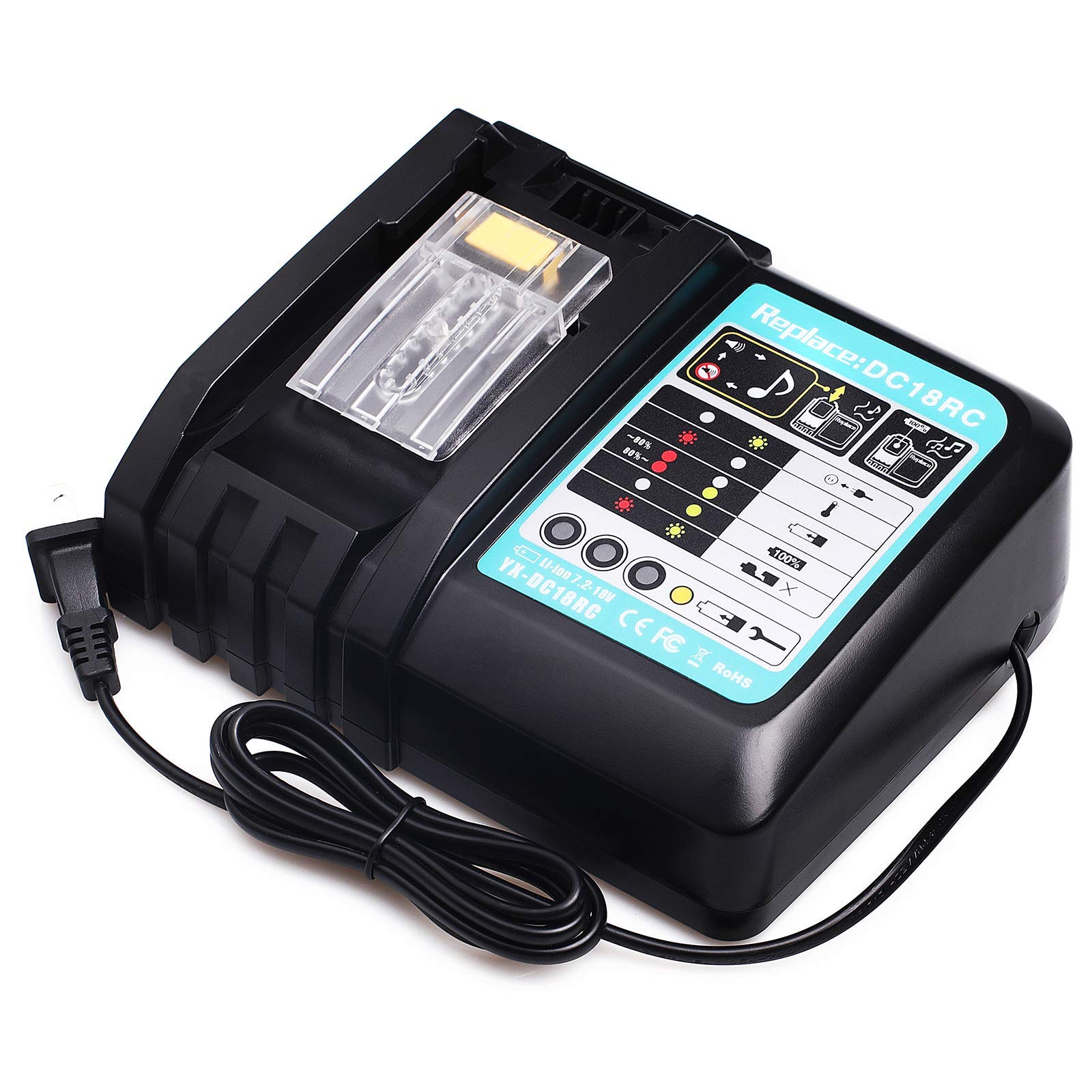 Lilocaja DC18RC 18V 3.0A Rapid Battery Charger for All Makita 14.4V-18V LXT Lithium-Ion Battery BL1860 BL1850 BL1840 BL1830 BL1450 BL1440 BL1430, Replaces for Makita Charger DC18RD DC18RA DC18SF
