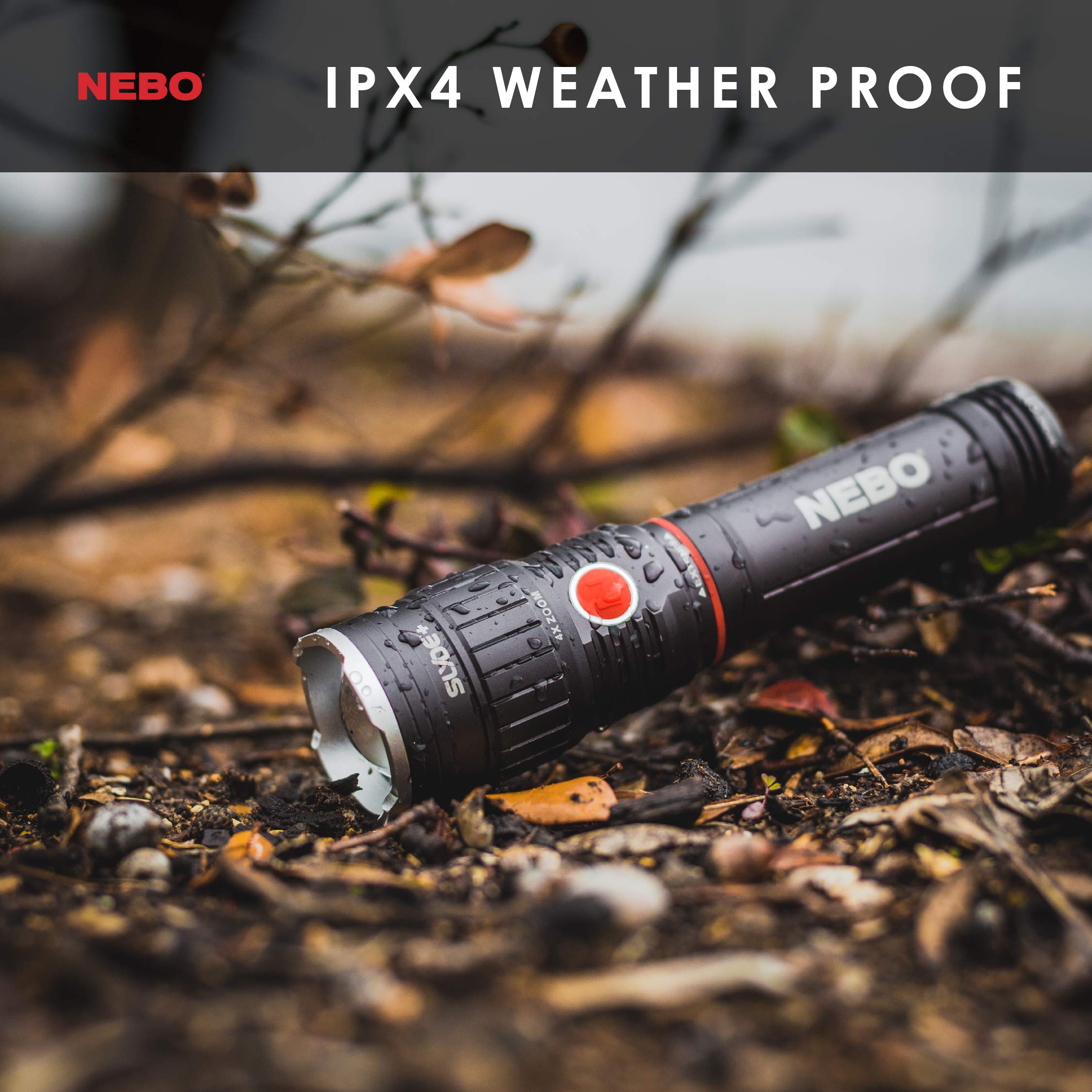 NEBO SLYDE+ Tactical LED Flashlight, Powerful 400-Lumen Bright Camping Flashlight with Slide-To-Reveal Work Light, Red Hazard Light & Magnetic Base