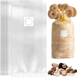 30pcs mushroom grow bags with 0.2 micron filter patch, 3 mil polypropylene, large size 8" x 5" x 20" for mushrooms and bamboo fungus ganoderma mushroom, substrates or grains