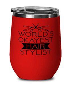 hair stylist wine glass, wine tumbler red, hair stylist stainless steel insulated lid wine glass mug cup present idea