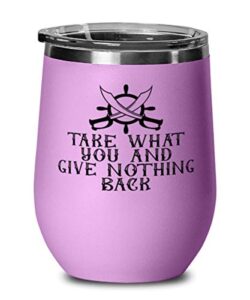 pirate wine glass, light purple wine tumbler, pirate stainless steel insulated lid wine glass mug cup present idea