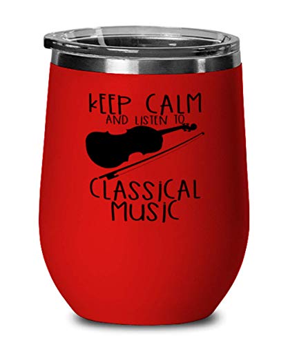 Classical Music Wine Glass, Wine Tumbler Red, Classical Music Stainless Steel Insulated Lid Wine Glass Mug Cup Present Idea